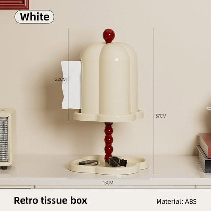 Double Shelf Paper Towel Box Dustproof Lid Vintage Tissue Holder for Kitchen