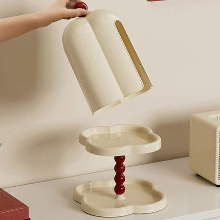 Double Shelf Paper Towel Box Dustproof Lid Vintage Tissue Holder for Kitchen