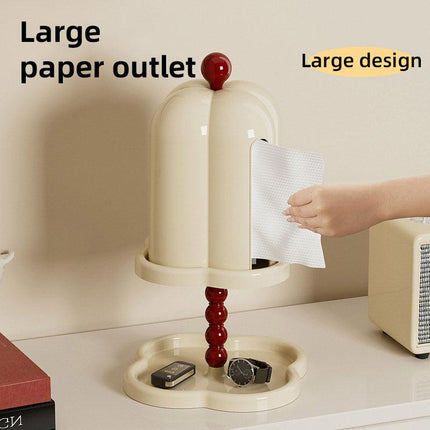 Double Shelf Paper Towel Box Dustproof Lid Vintage Tissue Holder for Kitchen
