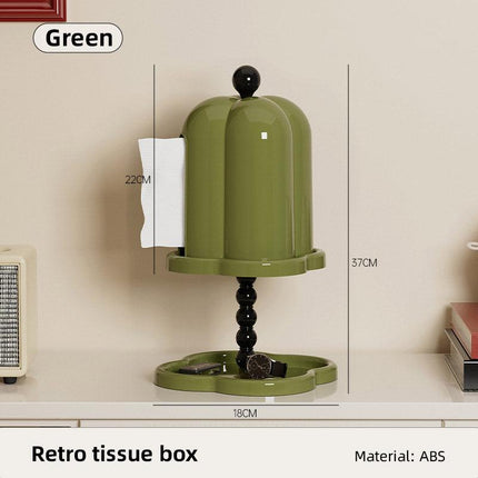 Double Shelf Paper Towel Box Dustproof Lid Vintage Tissue Holder for Kitchen