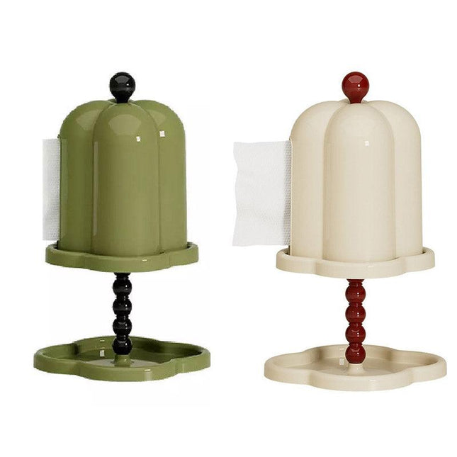 Double Shelf Paper Towel Box Dustproof Lid Vintage Tissue Holder for Kitchen