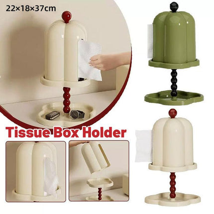 Double Shelf Paper Towel Box Dustproof Lid Vintage Tissue Holder for Kitchen