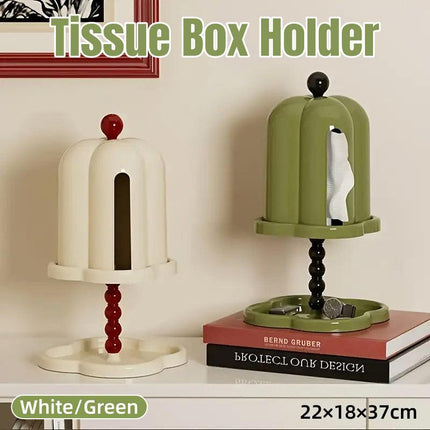 Double Shelf Paper Towel Box Dustproof Lid Vintage Tissue Holder for Kitchen