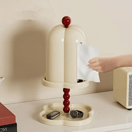 Double Shelf Paper Towel Box Dustproof Lid Vintage Tissue Holder for Kitchen
