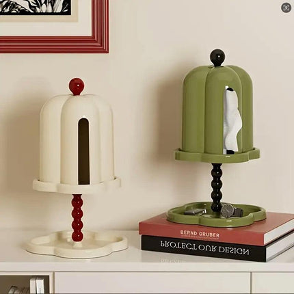 Double Shelf Paper Towel Box Dustproof Lid Vintage Tissue Holder for Kitchen