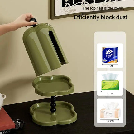Double Shelf Paper Towel Box Dustproof Lid Vintage Tissue Holder for Kitchen
