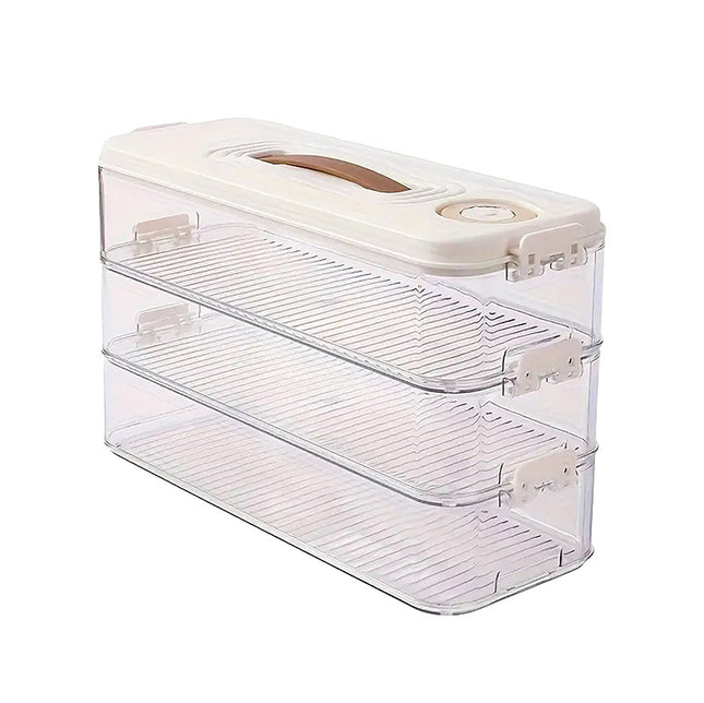 3 Layers Square Food Storage Container with Lid Kitchen Organiser for Meal Prep