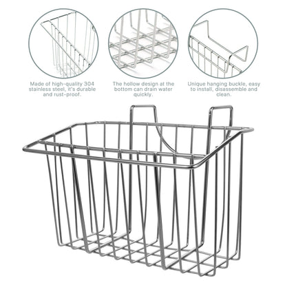 Stainless Steel Kitchen Sponge Holder Soap Brush Sink Caddy Drainer Rack Storage