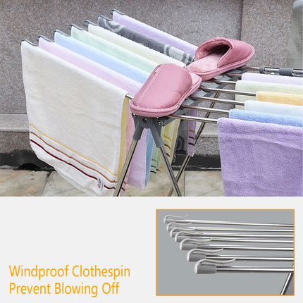 Folding Clothes Drying Rack Indoor Floor Standing Hanger Laundry Pole Airer Home