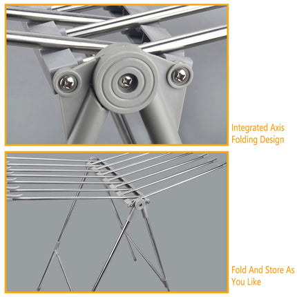 Folding Clothes Drying Rack Indoor Floor Standing Hanger Laundry Pole Airer Home