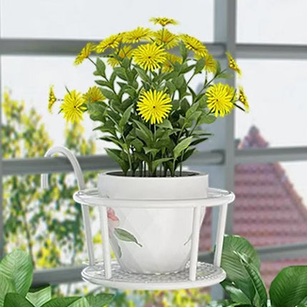 Iron Balcony Flower Rack Hanging Pot Hanger Railings Planter Rack Outdoor Garden