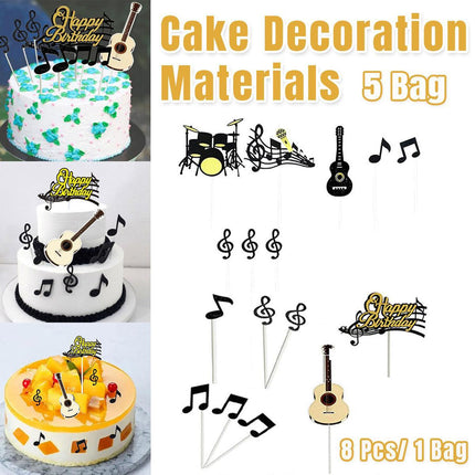 Music Notes Violin Cake Decoration Materials Birthday Cake Topper Inserts