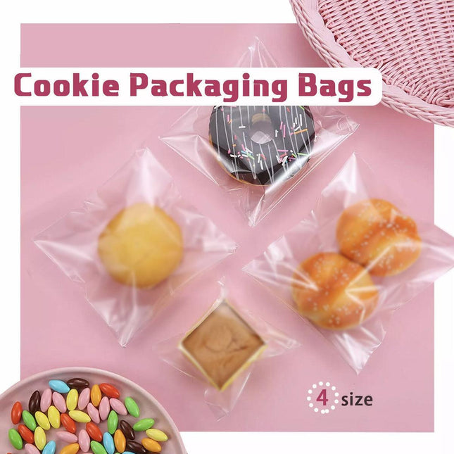 100X Translucent Plastic Candy Packaging Bags Self Adhesive Cookie Biscuit Bags