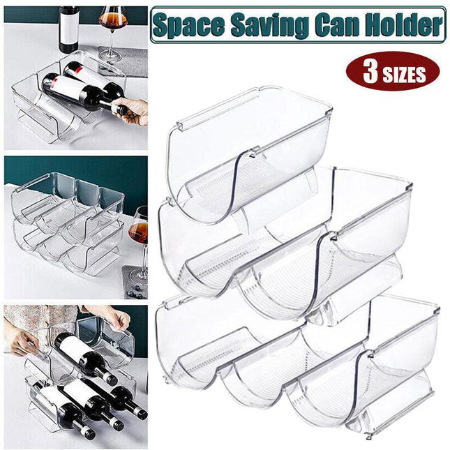 Fridge Organiser Wine Beer Stacking Bottle Rack Kitchen Space Saving Can Holder