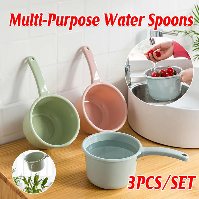 3pcs Plastic Water Scoop Multifunction Kitchen Household Washing Watering Tool