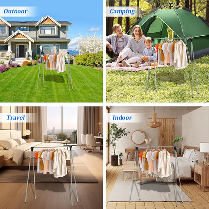 Folding Clothes Drying Rack Retractable Portable Wall Mounted Laundry Hanger