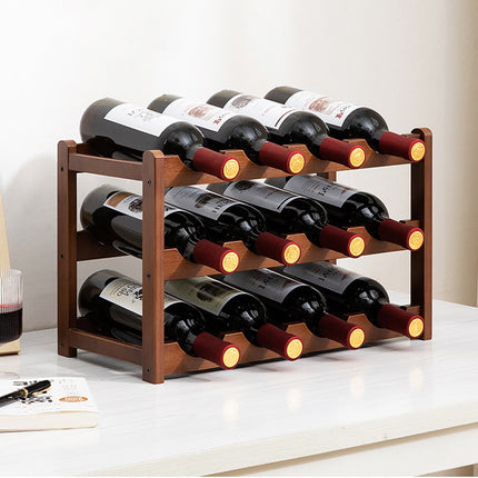 Bamboo Wooden Wine Rack 9 or 12 Bottle Organizer Storage Display Stand Home Decor