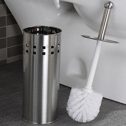 2PCS Toilet Brush Set Stainless Steel Long Handle Soft Bristles Bathroom Cleaner