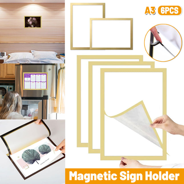 Magnetic Display Frame 6PCS A3 Wall Mount Magnet Frame Reusable Sign Holder Set