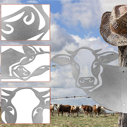 1X Art Hanging Metal Peeping Cow Ornaments Garden Adornment Home Decor