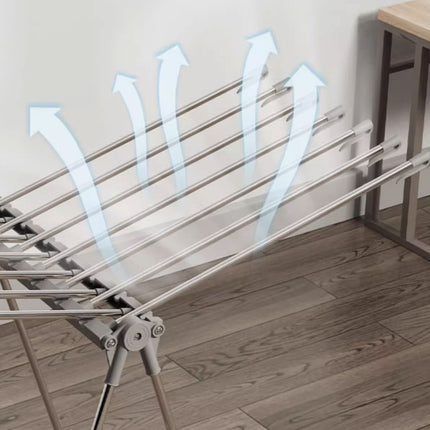 Folding Clothes Drying Rack Indoor Floor Standing Hanger Laundry Pole Airer Home