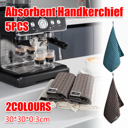 5PCS Waffle Cleaning Cloth Coffee Machine Bar Towel Dish Rag Absorbent
