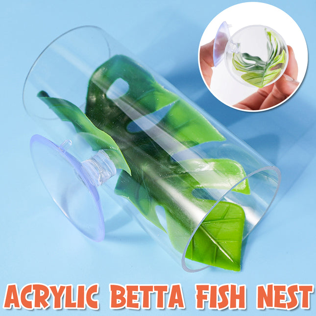Acrylic Betta Fish Nest Leaf Shrimp Hide Pipe Aquarium Rest Breeding Tank Decor