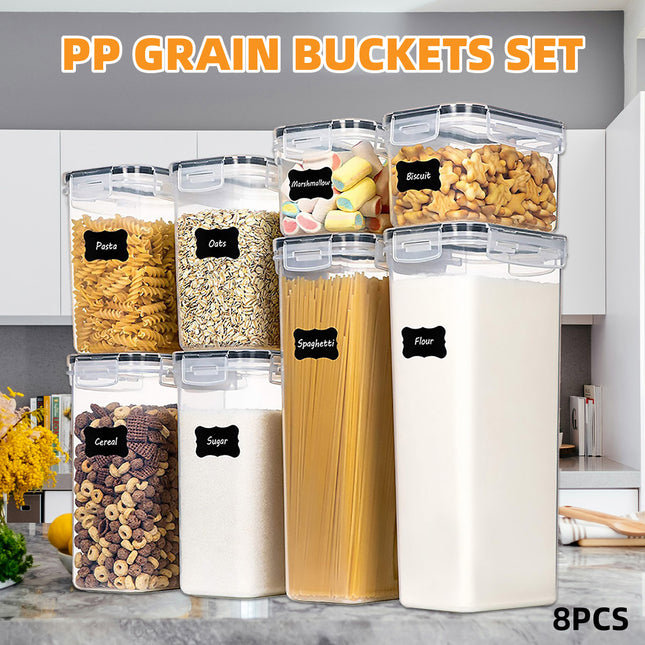 8PCS Airtight Food Storage Containers Kitchen Dry Food Pantry Organization Set
