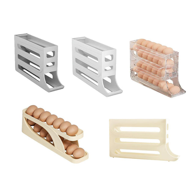 Automatic Scrolling Egg Holder 2/4-Tier Storage Box Container for Refrigerator