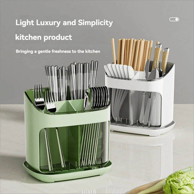Wall Mounted Kitchen Chopsticks Storage Rack Drain Basket Holder Organizer Box