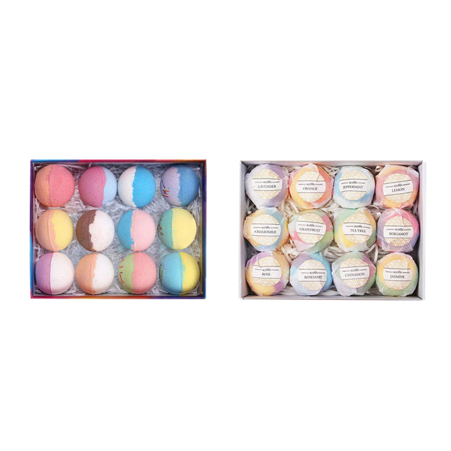 12PCS Essential Oil Bath Fizz Bombs Moisturizing Bath Salt Balls Self Care