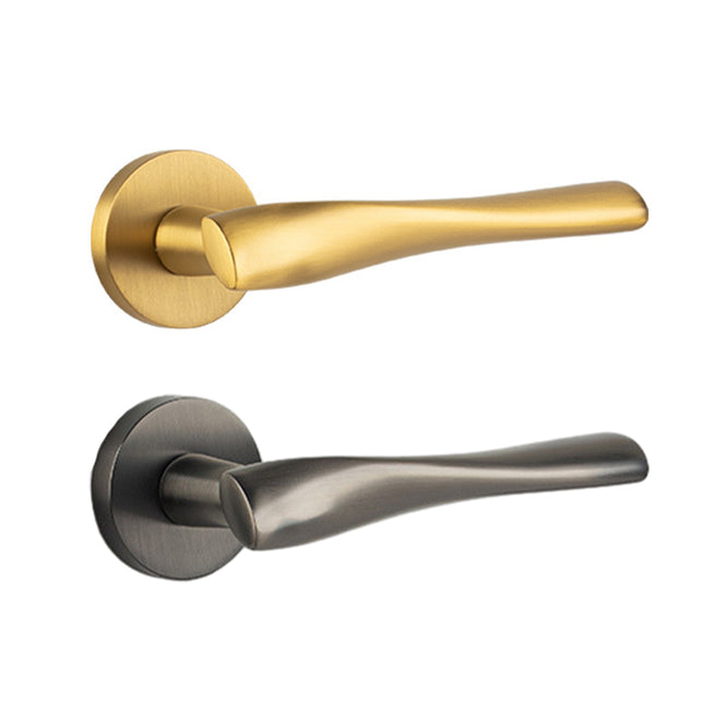 Brass Door Handle Lock Set Bedroom Interior Bathroom Privacy Modern Door Lock