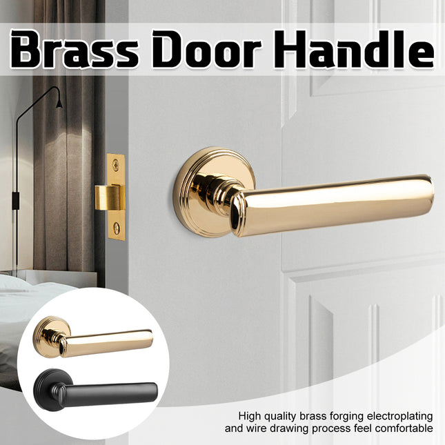 Brass Interior Door Handle Lock Set Bedroom Privacy Lock Modern Room Hardware