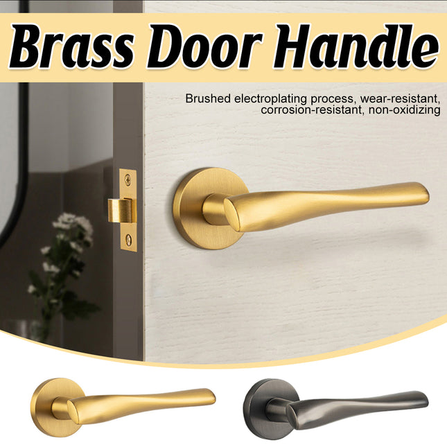 Brass Door Handle Lock Set Bedroom Interior Bathroom Privacy Modern Door Lock