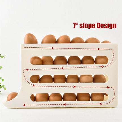 Automatic Scrolling Egg Holder 2/4-Tier Storage Box Container for Refrigerator