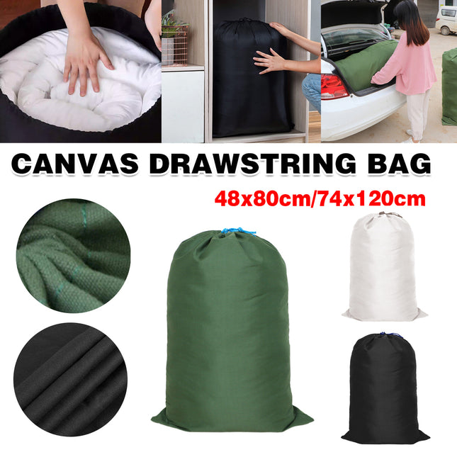 Canvas Drawstring Large Bag Pouch Clothes Craft Storage Laundry