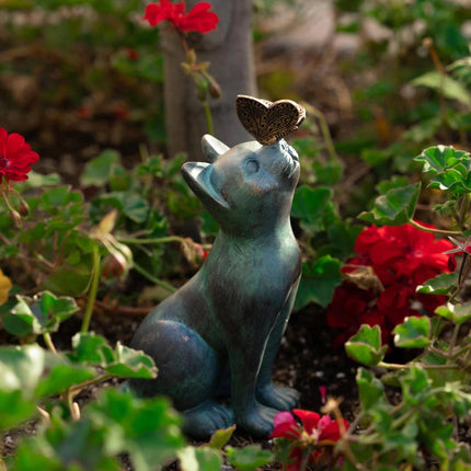 Beautiful Cat Statue With Rounded Back Garden Decor Ornament Outdoor Decoration