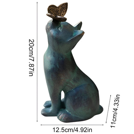 Beautiful Cat Statue With Rounded Back Garden Decor Ornament Outdoor Decoration