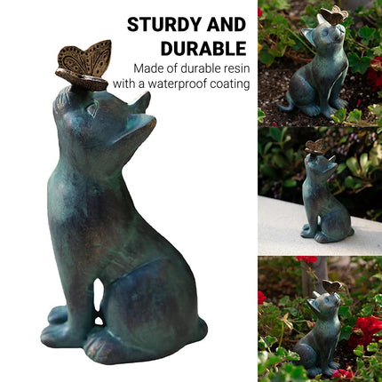 Beautiful Cat Statue With Rounded Back Garden Decor Ornament Outdoor Decoration