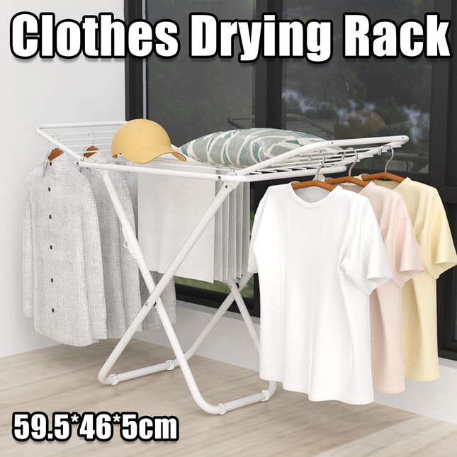 Floor Standing Clothes Drying Rack Laundry Foldable Indoor Garment Drying Rack