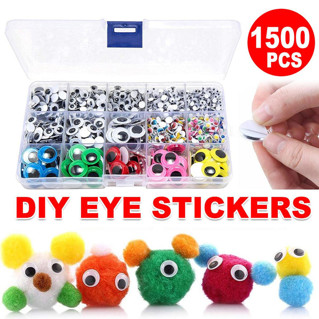 1500pcs Craft Supplies DIY Adhesive Eyes Stickers Handmade Decorations Projects