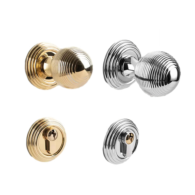 Luxury Round Door Handle Lock Set Gold Bedroom Interior Door Lock Privacy Knob
