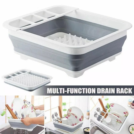 Kitchen Draining Rack Foldable Type Multi Functional Bowl Chopstick Drying Shelf