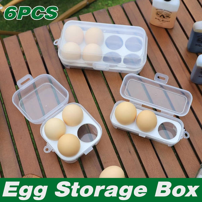 6PCS Portable Egg Storage Box Shockproof Sealed Plastic With Lid Camping Box