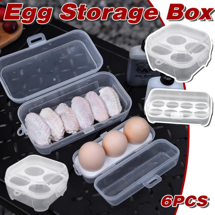 6PCS Portable Egg Storage Box Shockproof Sealed Plastic With Lid Camping Box