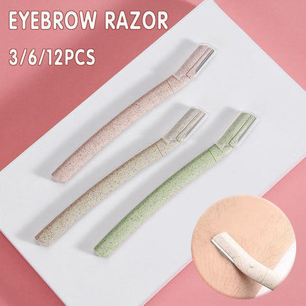 3/6/12X Eyebrow Razor Wheatstraw Women’S Facial Dermaplaning Biodegradable Tools - Aimall