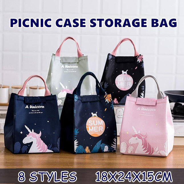 Portable Insulated Thermal Lunch Box Carry Tote Picnic Case Storage Bag 18x24x15cm