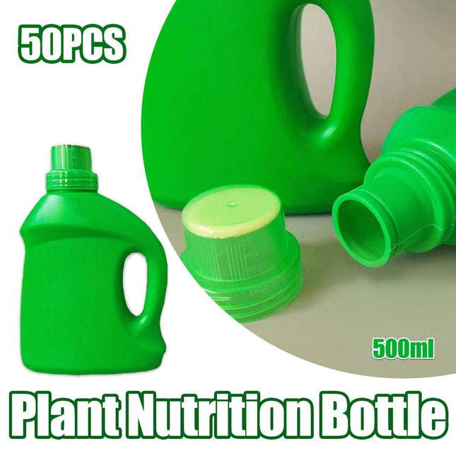 50pcs 500ml Plastic Green Fertilizer Bottle Nutrient Solution Container Plants