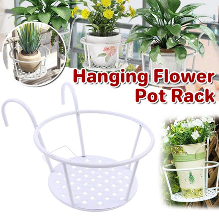 Iron Balcony Flower Rack Hanging Pot Hanger Railings Planter Rack Outdoor Garden