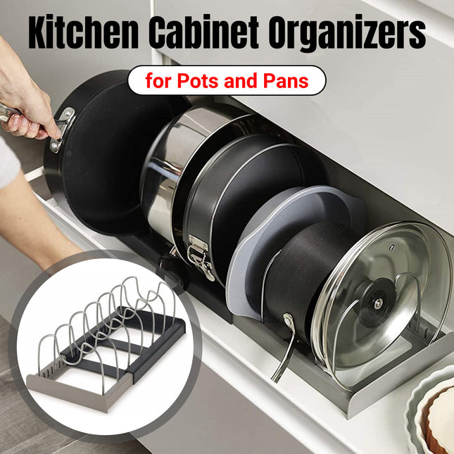 Telescopic Kitchen Storage Rack Table Top Pot Lid Holder Drawer Organizer Shelf